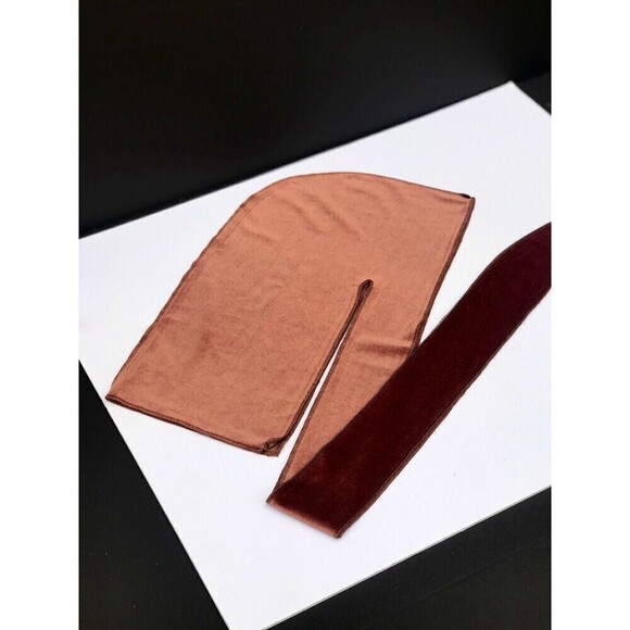 Brown Velvet Durag, Long Tail Luxury Durag, Head Scarf, Turban, Head Cap, Wave - Picture 5 of 5